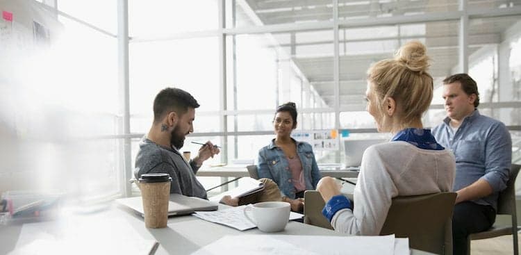 group of co-workers having a meeting