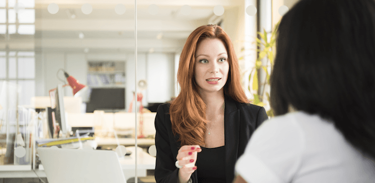 two people meeting in an office