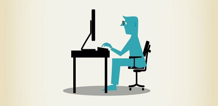 person on computer