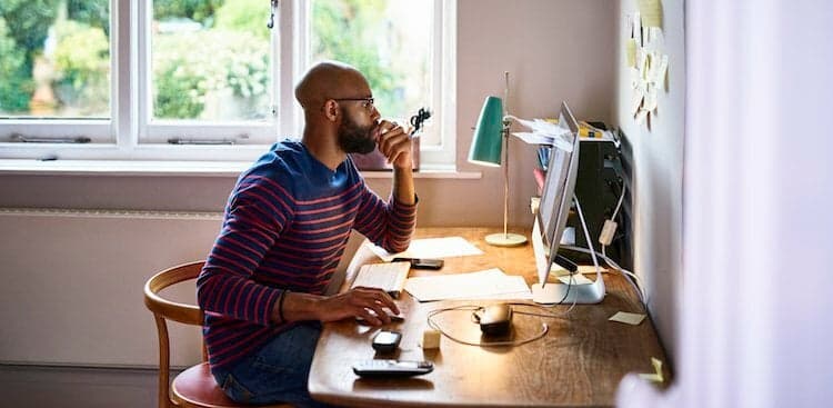 person job searching at home