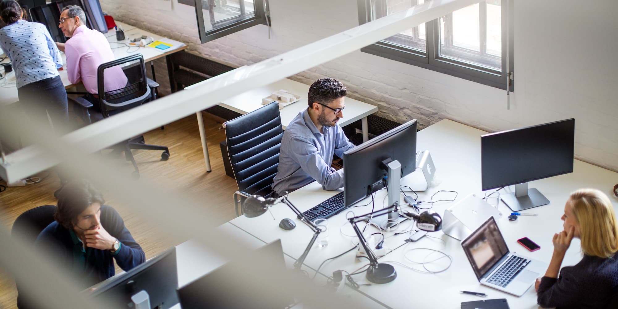 people working in open office