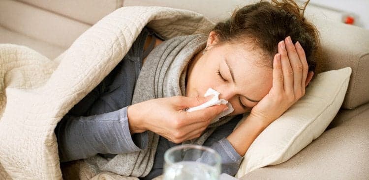 woman home sick