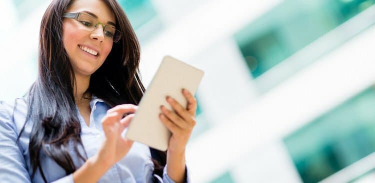 person looking at tablet