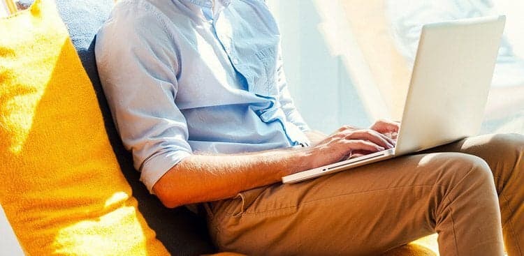 man typing