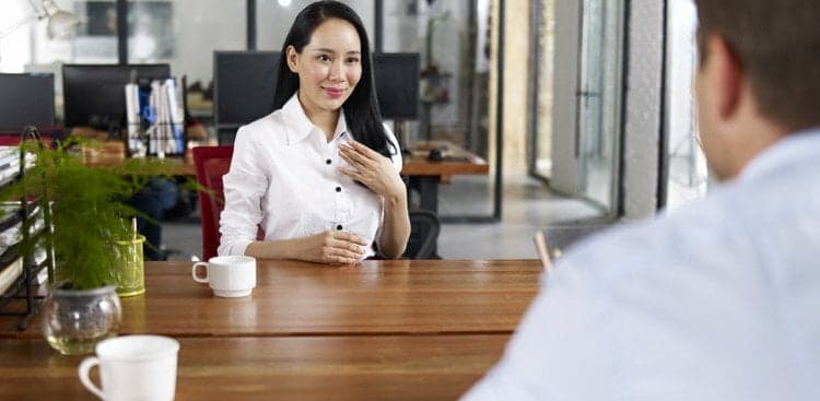 woman in an awkward interview