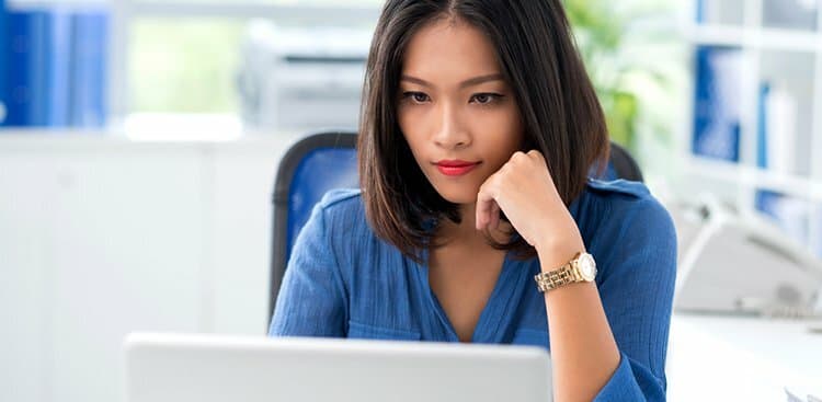 woman looking at website