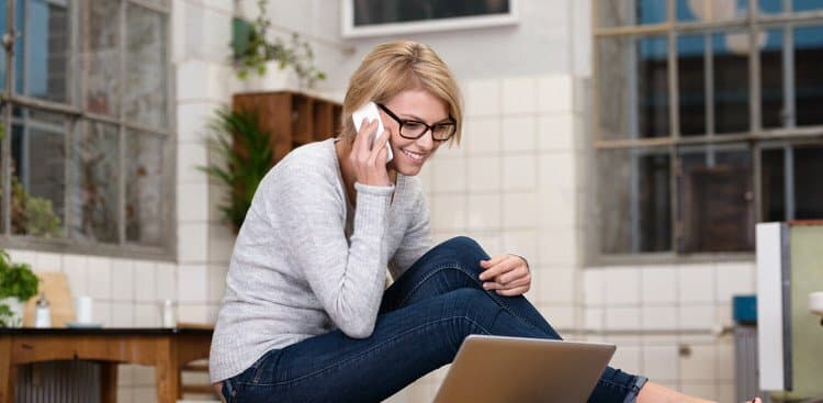 woman working in the evening