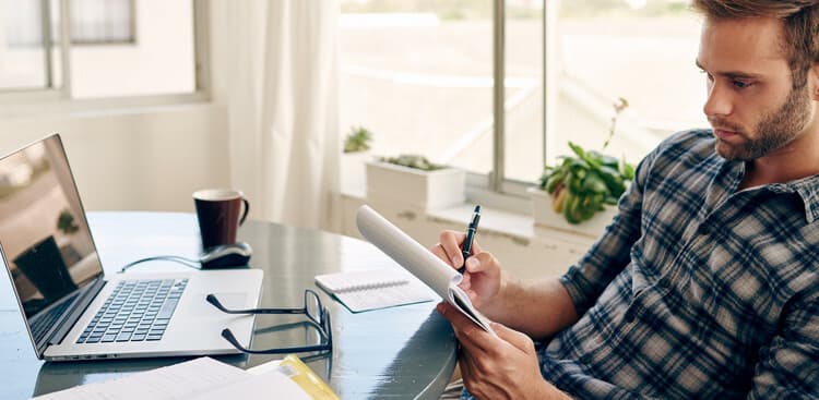 man studying