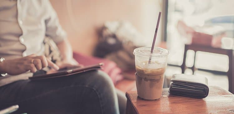 person checking tablet