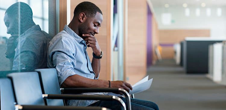 person waiting to be interviewed