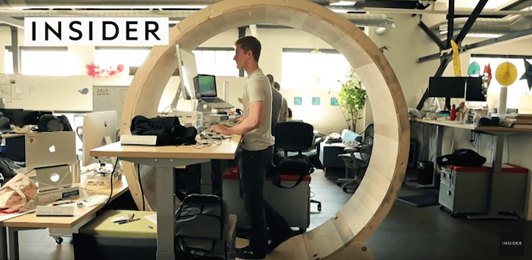 person on hamster wheel