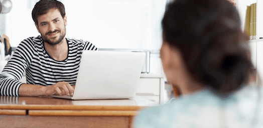 person checking email at home