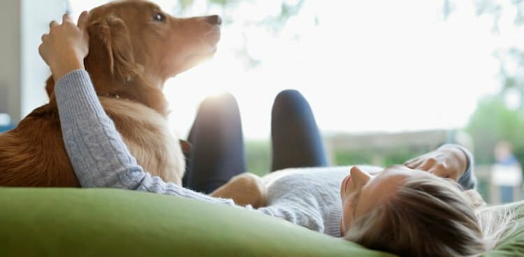 person relaxed at home