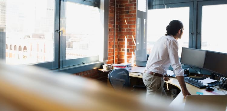 person thinking at work