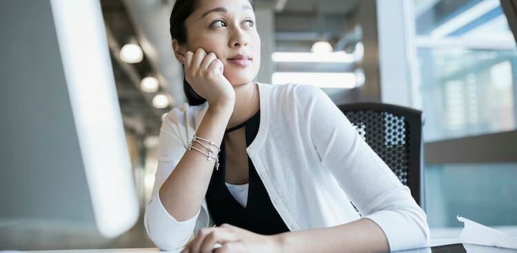 person bored at work