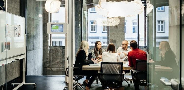 people working in an office