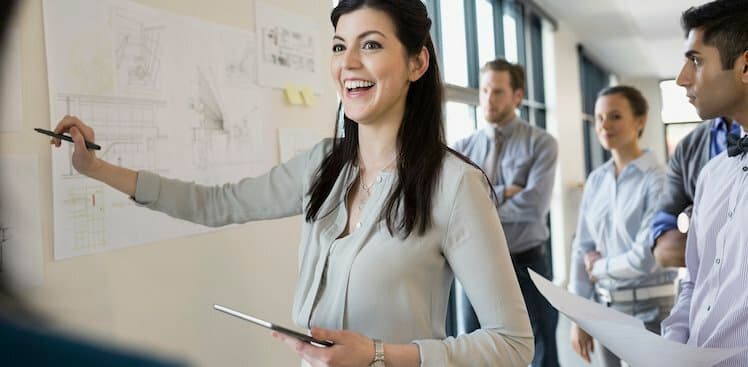 confident woman presenting