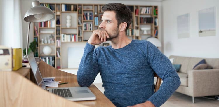 person thinking at home