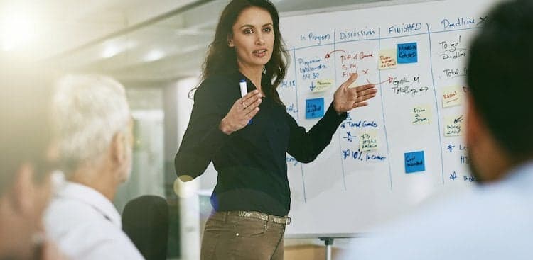 person leading meeting