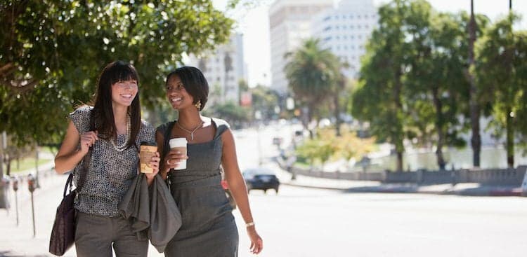 women walking outside