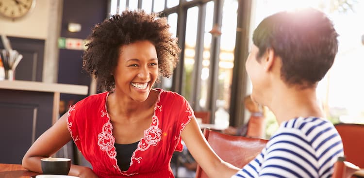 two woman in cafe