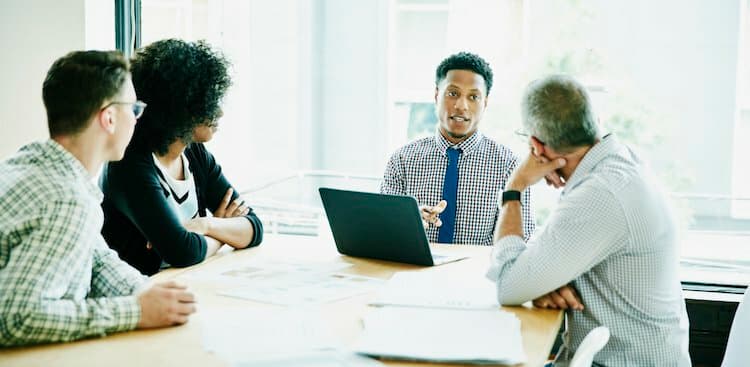 person leading meeting