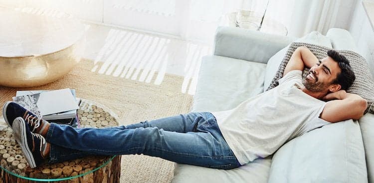 person at home relaxed