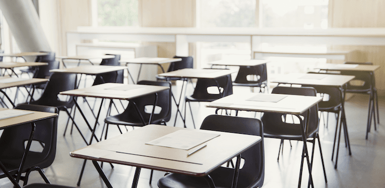 classroom with desks and chairs