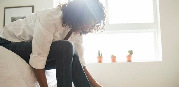 person getting ready for work