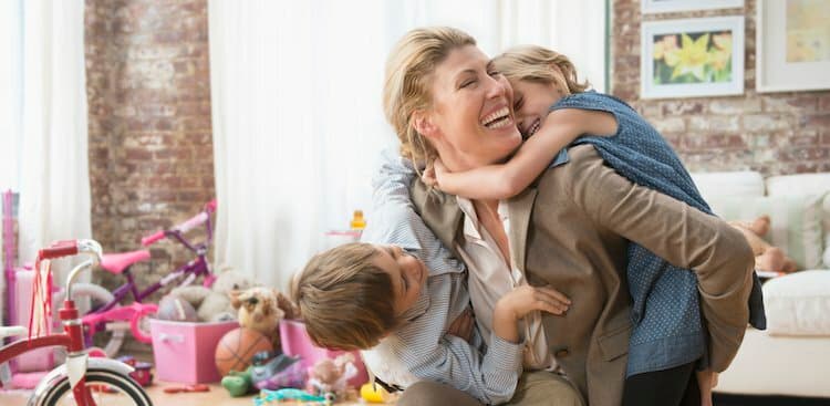 working mom with kids