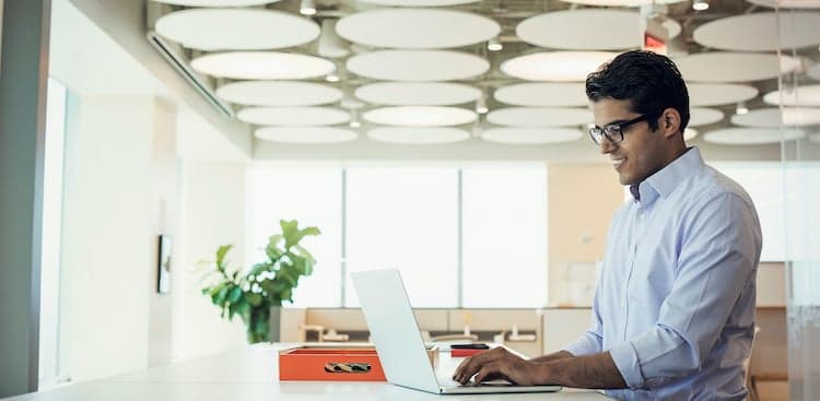 person working on a computer