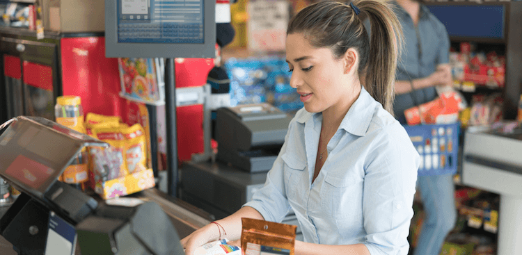 cashier working at a grocery store