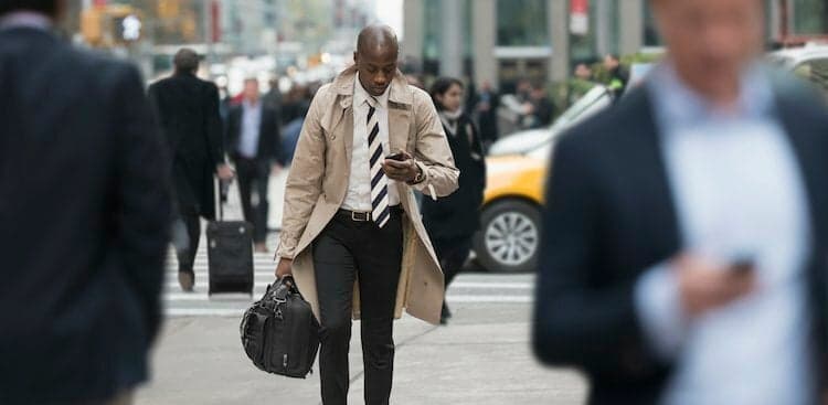 person running late to work