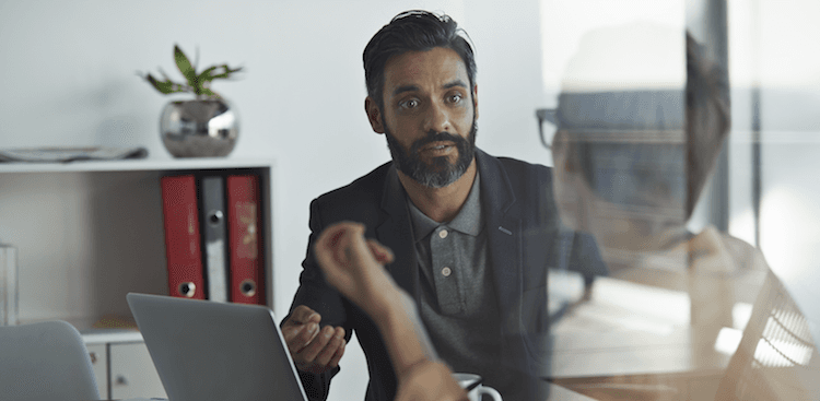 person in an interview